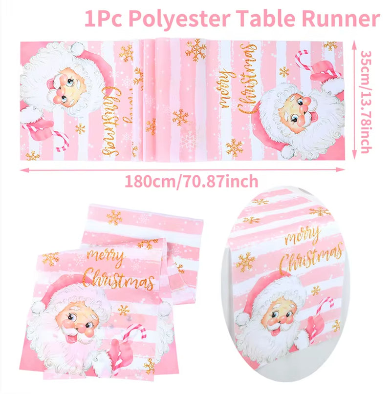 Christmas Table Runner Merry Christmas Decoration for Home Xmas Decor 2024 Navidad Notal Noel Xmas Ornament Happy New Year 2025