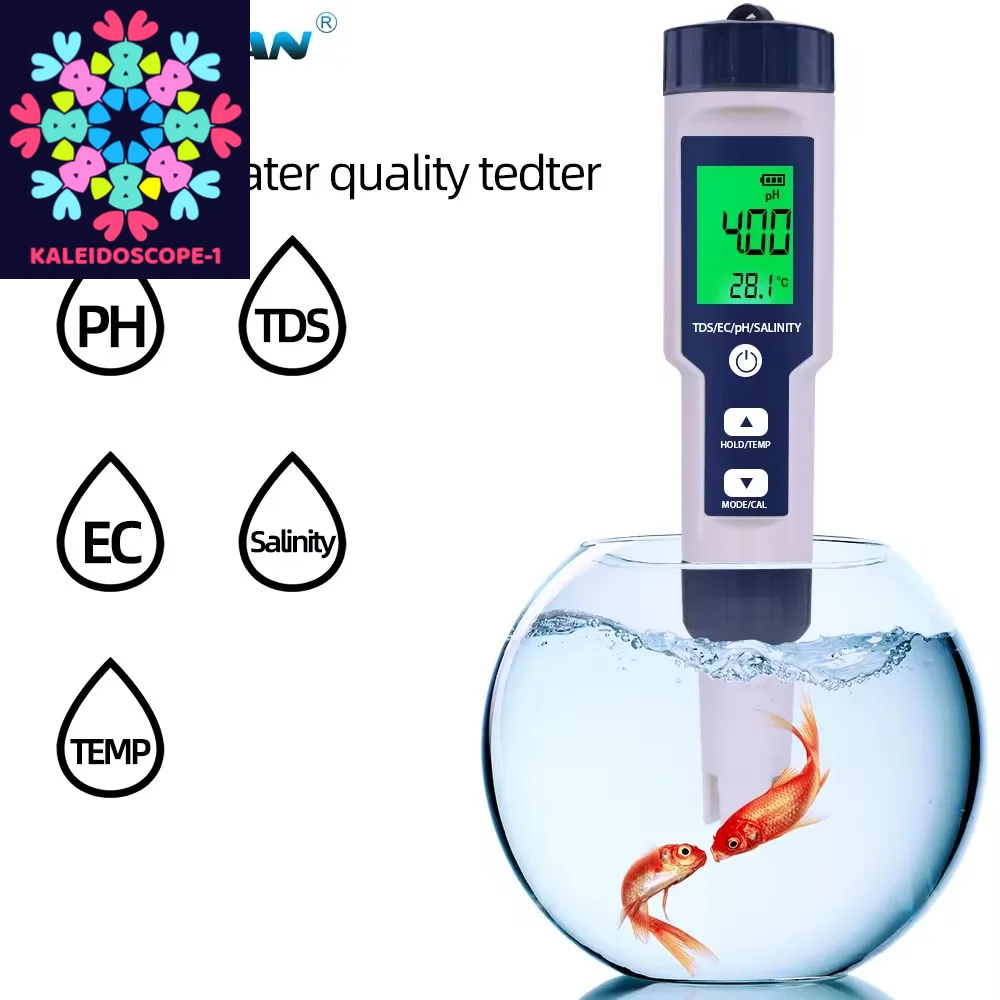 5 in 1 Digital PH TDS EC Meter Pen Salinity Temperature Tester Conductivity Filter Purity with Backlight for Aquarium Water